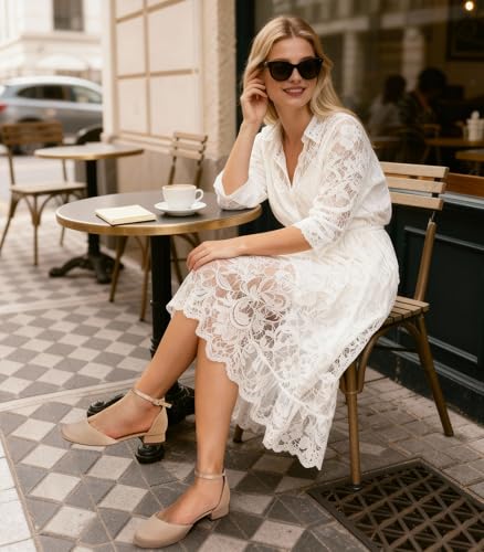 Image of Ankis Round Closed Toe Heels for Women, Low Block Heel Dress Shoes