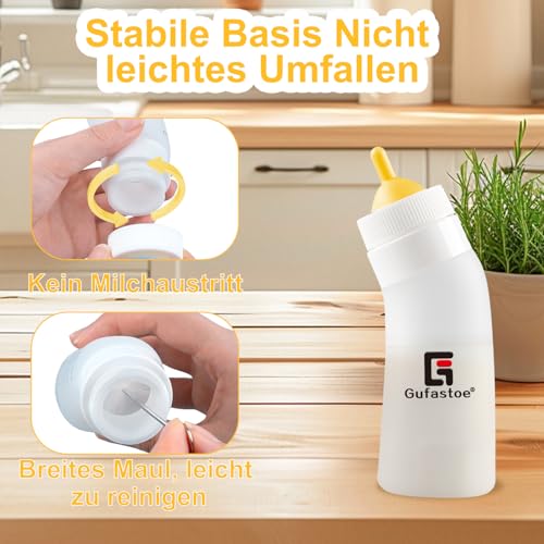 Gufastoe Haustier Aufzuchtflasche, Kätzchen Welpen-Fütterungsflaschen Welpen Flaschen für Still Kit, mit Fütterungsnippel und Spritzen für Welpen Hund Katze oder andere Haustiere,15 Stück Gelb