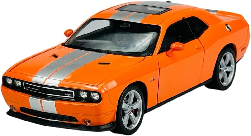 Welly model samochodu, kompatybilny z Dodge Challenger SRT Orange 1/24 1:24, metalowy model samochodu, odlew w skrzynce