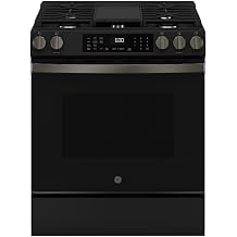 GE 30-Inch Slide-In Gas Smart Range with Convection, No-Preheat Air Fry, 5 Sealed Burners, Black Slate