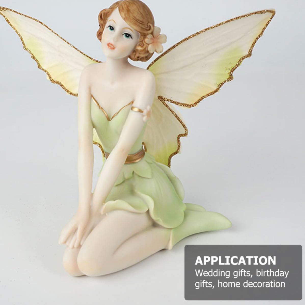 Figura de Ángel de Resina Pintada a Mano, Decoración Elegante para Dormitorio o Boda, Obsequio para Niñas y Manualidades