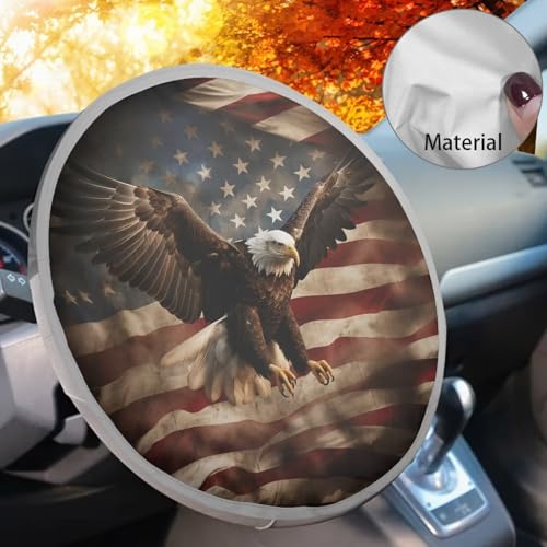 Image of Eagle Flag Steering Wheel Cover Protector for Blocking Sun & Heat Car Steering Wheel Cover Sun Shade Non Slip Car Interior Accessories for Car Truck SUV