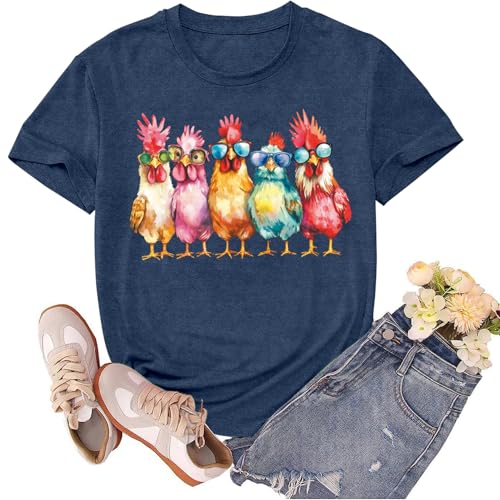 Chicken Shirt for Women Chicken Mom Tshirt Country Life Shirts Farm Girl Tee Tops