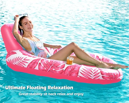 Image of Jasonwell Inflatable Pool Float Adult - Pool Floaties Lounger Floats Raft Floating Chair Water Floaties for Swimming Pool Lake Lounge Float with Cup Holders Beach Pools Party Toys for Adults