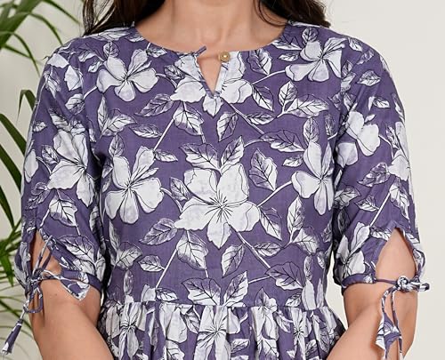 Image of Kuruti B Sheets Women's Cotton Floral Printed Regular Fit Anarkali Kurta for Women