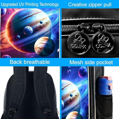 Image of AGSDON 3PCS Boys Backpack for Boys, 17 inch Kids Bookbag with Lunch Box, Earth Planet Backpack Water Resistant for Teen