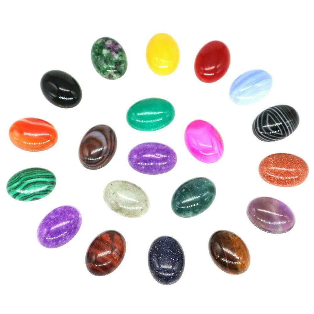 5 pezzi/lotto di cristalli naturali, perline ovali cabochon, retro piatto, cammeo fai da te, anello, ciondolo, collana, accessori per la creazione di gioielli - Pietre - 30x40 mm