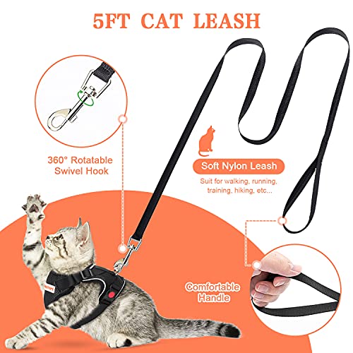 Babyltrl Cat Harness And Leash Set For Walking, Escape Proof Cat Harness, Adjustable Breathable Outdoor Kittens Vest With Reflective Strip For Small Medium Large Cats Puppy Rabbit (Black, Xs) #TOP5