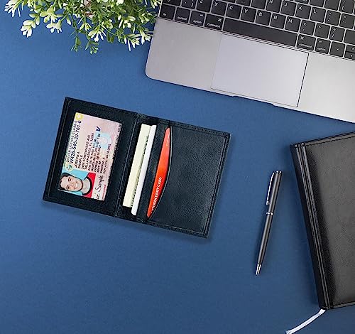 Mens Bifold Leather Thin Window Id Thin Plain Credit Cards Wallet (Black)4