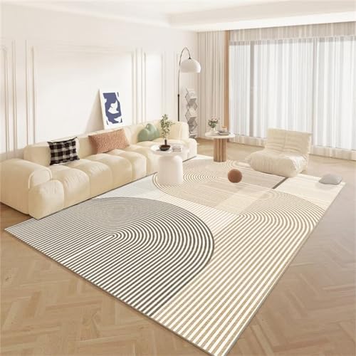 Tapis de salon gris 120x180cm lavable à motif rayé géométrique moderne - 2