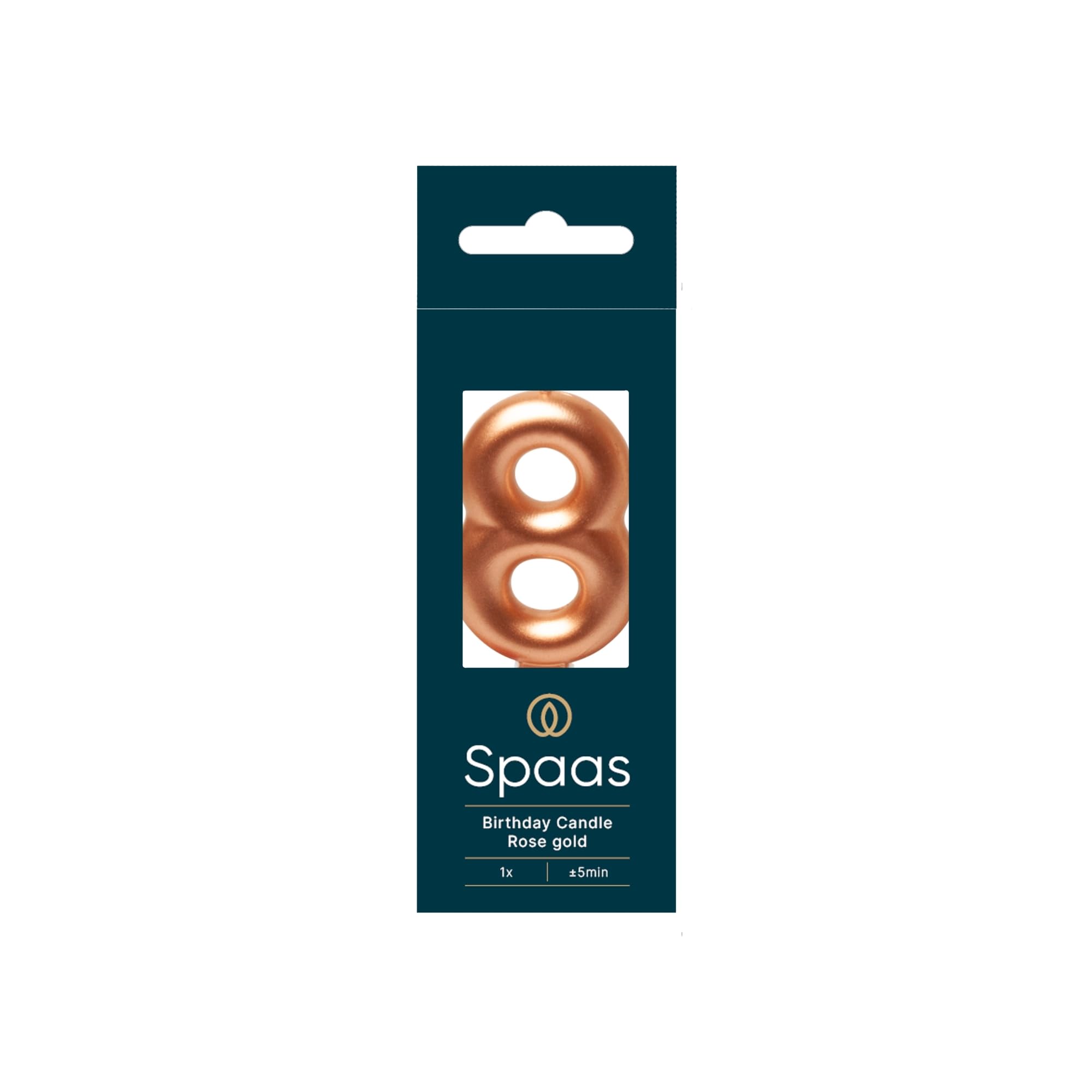 Spaas Birthday Candle Number '8', Rose Gold