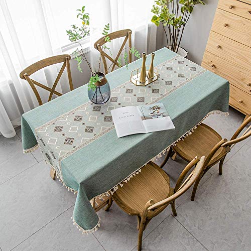 Manteles De Tela 90x145cm, Mantel de Lino, Resistentes a Las Manchas y la Humedad Antiincrustante A Prueba De Aceite, para mesas de Cocina o Decoraciones de - Verde Cover