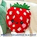 LatchKits Strawberry Pillow - Latch Hook Kits for Kids, Arts and Crafts, Yarn Art, Kids Crafts, Toys for Girls, Birthday Gift for Girls, Easy to Follow Pattern, Hook Included, Craft Kits, Ages 6+