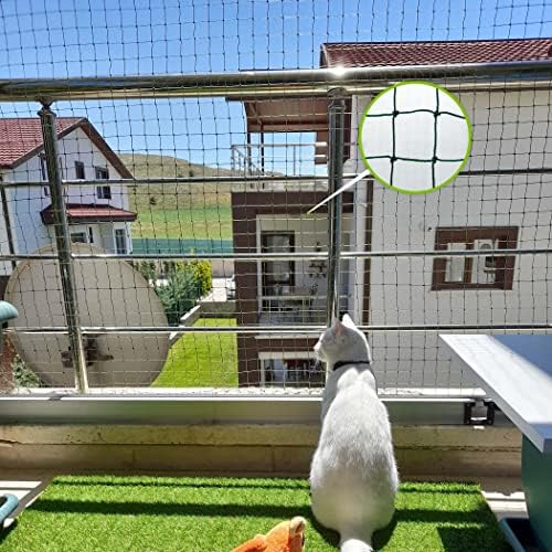 Winblock cat Netting for Window - Anti Fall Window cat Barrier - Balcony Netting for Pets - Steel net PVC Coated Window Screen mesh -Suitable for Most Windows, Screws Included (78 x 118 in)