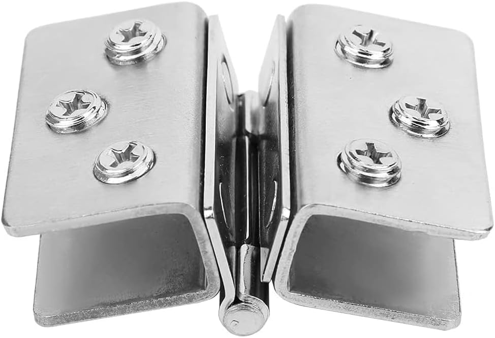 2pcs Glass Door Showcase Cabinet Clamps Stainless Steel Glass Shower Door No Punch Double Hinge Replacement Accessories