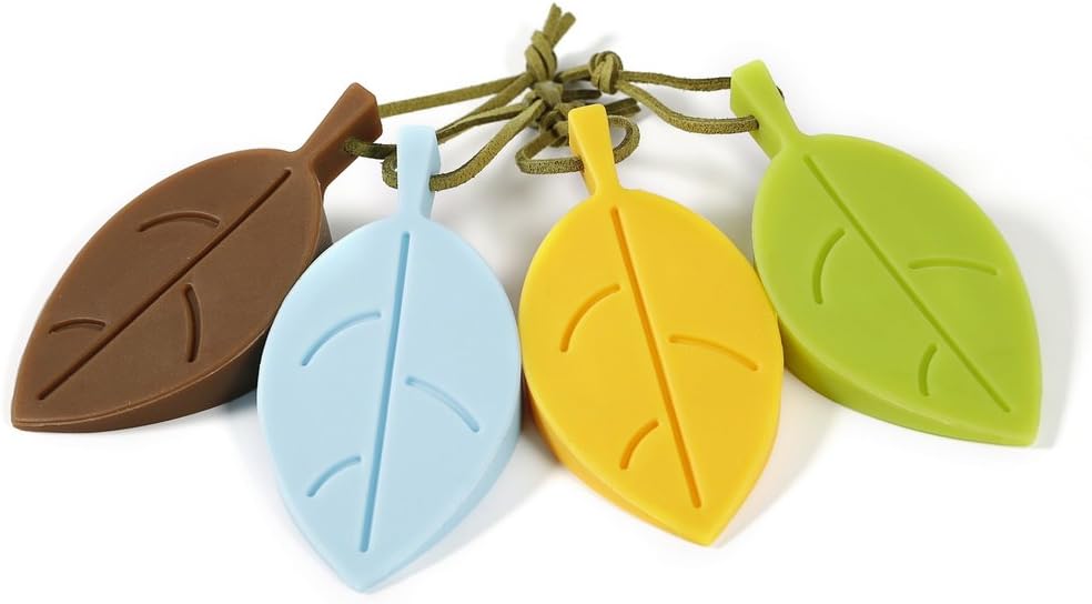 Farinido Durable Leaf Style Silicone Door Stopper Wedge Doorstop with Lanyard for Home Office Outdoor, Set of 4