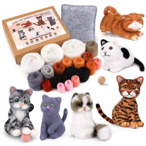 Mayboos 6 Pcs Needle Felting Kit, Animal Needle Felting Beginner Kits Wool Felt Needle Felting Tools...