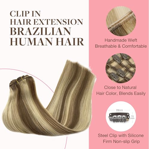 Image of GOO GOO Clip in Hair Extensions Real Human Hair Blonde Remy Extensions