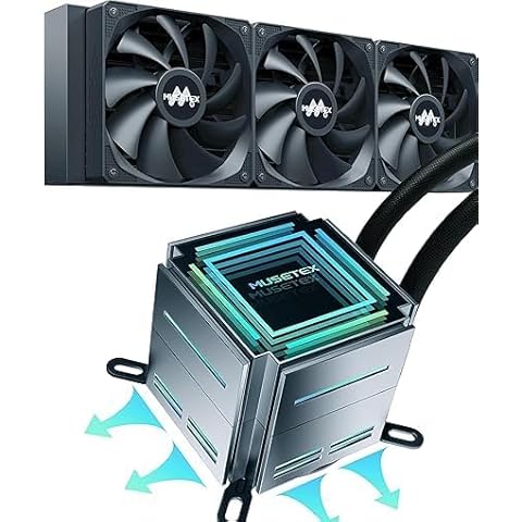 MUSETEX M360T 360mm AIO Liquid CPU Cooler for Intel LGA 1200/1151/1700, AMD AM4, Water Cooling Systems with Computer CPU Cooling Fans, Easy Installation for Gaming and Content Creation. Cover