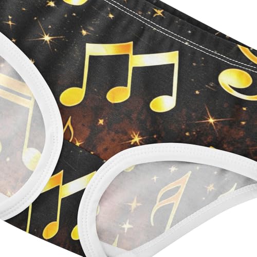 Cotton Girls Underwear Toddler Golden Musical Notes Black Panties Little Girl Personalized Briefs Kids Undies 2t4