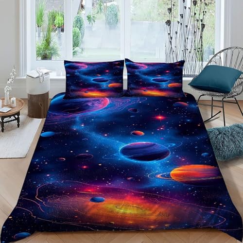 Parure de lit microfibre de qualité supérieure au motif imprimé de galaxies - 3