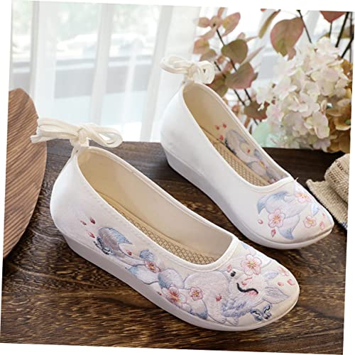 Chaussures Brodées et Sandales Compensées Confort en Coton - 2