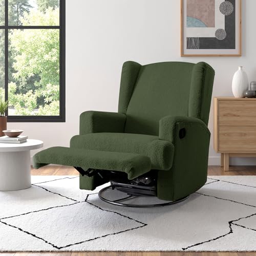 Image of Wingback Swivel Rocker Recliner Chair for Adults,Glider Rocking Chair,Green