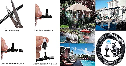 Image of Mist Cooling System, Patio Mist System DIY Irrigation System,Outdoor Misting Kits for Patio,Garden,Home Irrigation,Waterpark,Backyard Plants Spray Hose Watering Kit for Outside Greenhouse