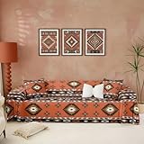 Erosebridal Tribal Aztec Sofa Cover Terracotta Ethnic Washable Couch Protector Southwest Couch Cushion Cover Decor for Dogs Cats Rustic Indian Oriental Sofa Slipcover,91' x 150',Terracotta