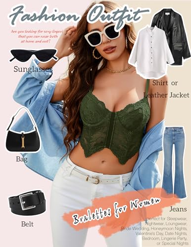 Image of Avidlove Lace Bralettes for Women Y2k Camisole Lingerie Adjustable Strap Crop Top