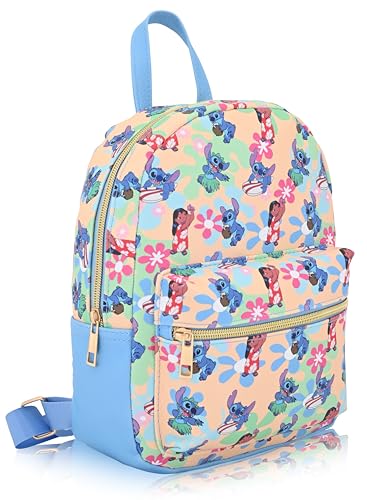 Image of Disney Lilo and Stitch Backpack for Women, Men, Boys, Girls, Unisex | Cute PU Leather 10 inch Stitch Mini Backpack Purse Shoulder Purse | Stitch Bag and Stitch Accessories