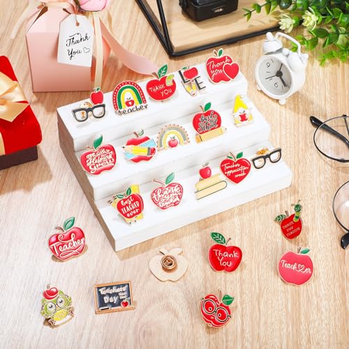Image of Giegxin 40 Pcs Teacher Lapel Pins Bulk Back to School Pencil Book Apple Blackboard Enamel Pins for Clothes Bags Accessories