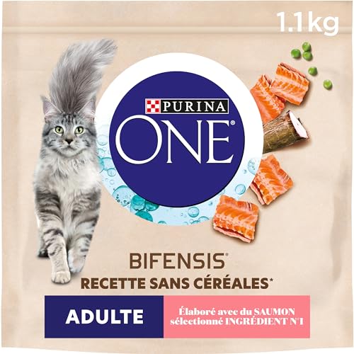 PURINA ONE Bifensis sans Céréales | Croquettes Au Saumon pour Chats Adultes | Sac de 1,1kg