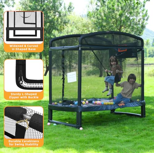 image for jumpfly 6FT Trampoline for Kids,Toddler Trampoline with Swing&Basketba