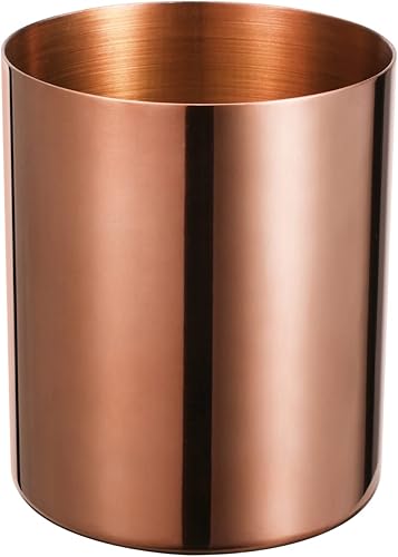 1 soporte redondo de acero inoxidable de oro rosa, soporte de almacenamiento de papelería de escritorio minimalista, soporte de cepillo de