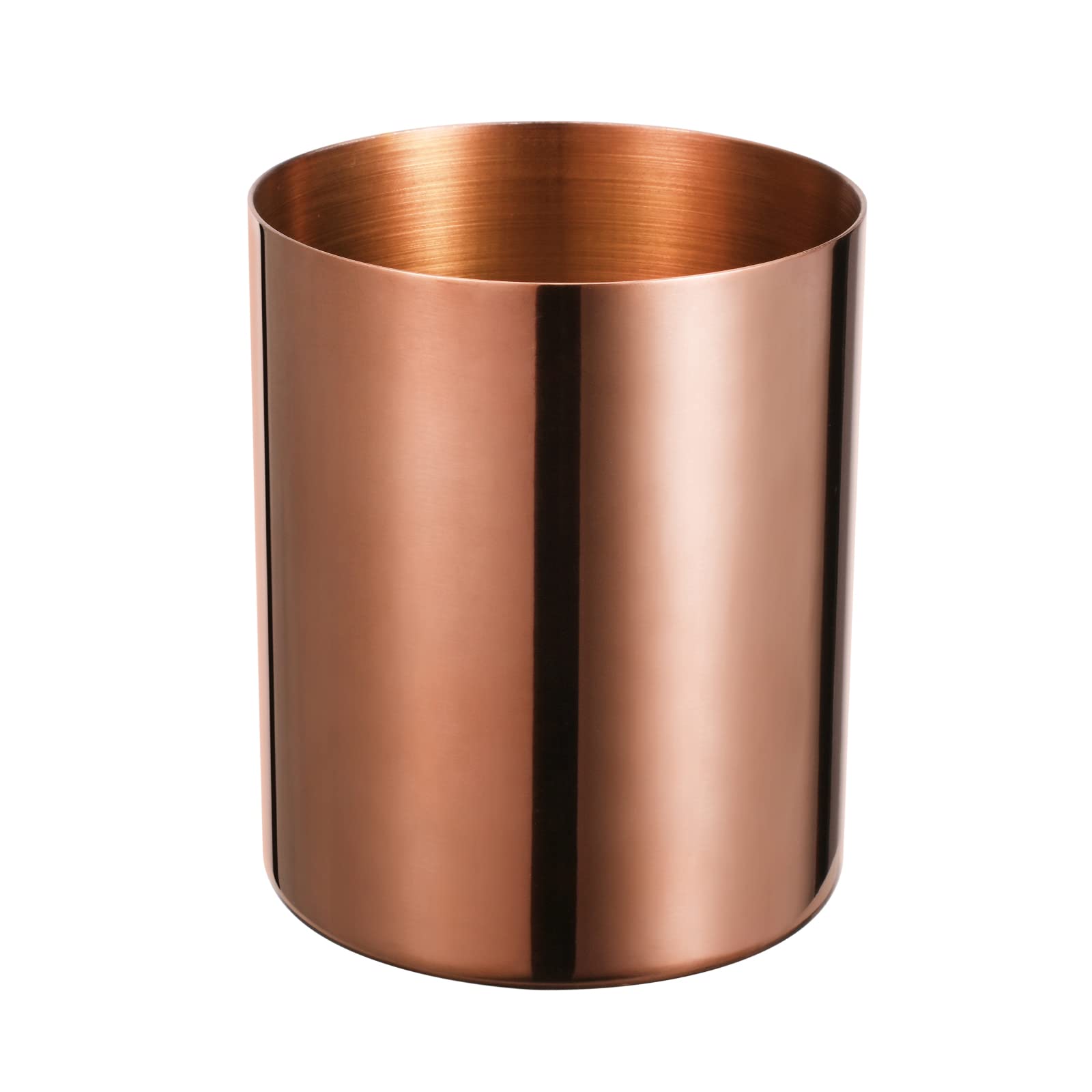 Lidwot Rose Gold 304 Stainless Steel Mirror-Polished Round Pen Holder – Nordic Style Pencil Cup & Makeup Brush Organizer for Office, Home, Kitchen,