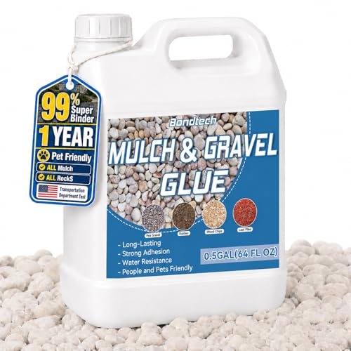 64 OZ Bondtech Mulch and Gravel Glue for Landscaping Concentrated Rock Strong Glue Pea Gravel Pebble Rubber Mulch Paths & Patios Pine Straw for Outdoor (64oz)