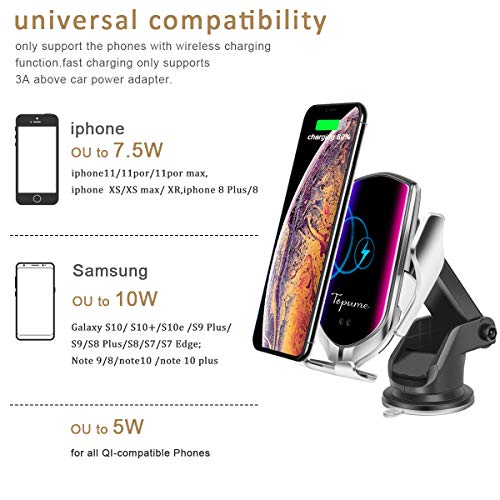 Wireless Car Charger,10W Qi Fast Charging Auto-Clamping Car Phone Mount Air Vent Phone Holder Compatible with iPhone 13/12/12Pro/SE/11/11Pro/11ProMax/XSMax/XS/XR,Samsung S10/S9/S8/Note10