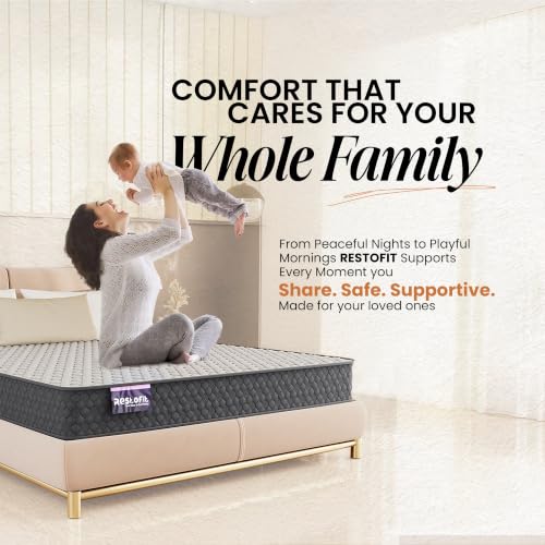 Image of RESTOFIT Orthopedic Dual Comfort Single Size Mattress 78x42x10 Inches | Medium Firm 10-Inch HR Foam Mattress for Back Support | Premium Cotton | 7-Year Warranty Vacuum Packed Roll | Sleep Well Comfort