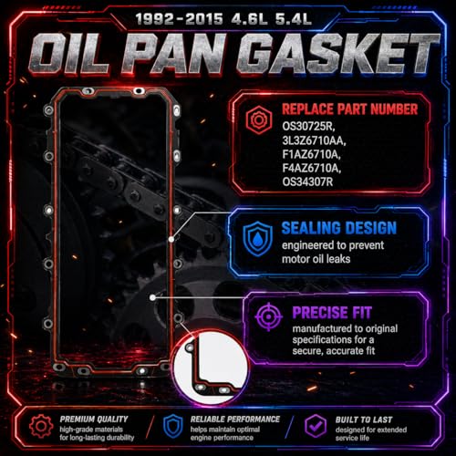 Image of 4.6L 5.4L V8 Oil Pan Gasket Fit for Ford F-150 E-350 1991-2015 OS30725R | Fit For F-150 Expedition Crown Victoria E-350 Explorer Navigator 4.6L 5.4L Oil Pan Gasket 1991-2015 OE OS30725R 3L3Z6710AA