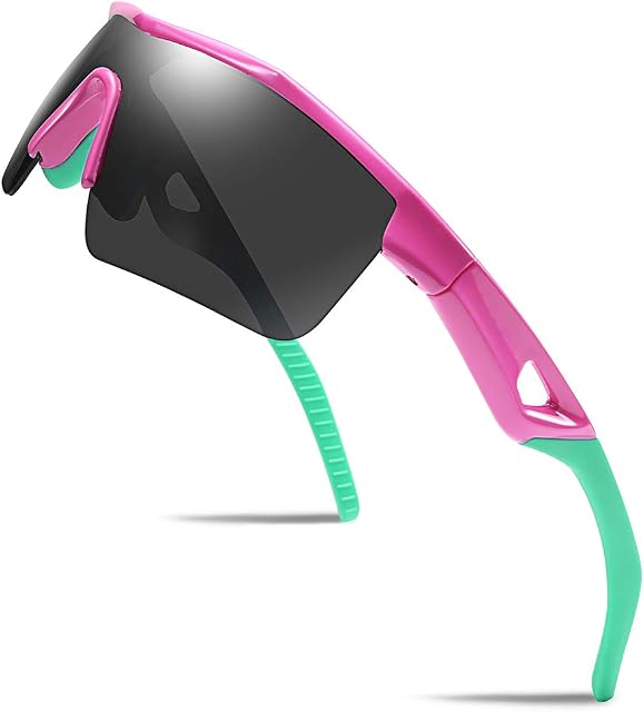 FEISEDY Kids Sports Polarized Sunglasses TR90 Flexible Frame UV Protection Cycling Cricket Sunglasses for Boys Girls Age 5-12 B2454