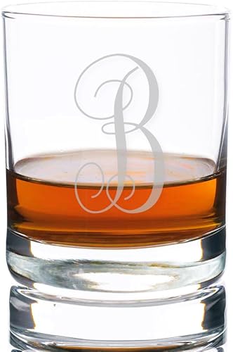 Abby Smith Lavish Style Initial Rocks Whisky & Old Fashioned Glass Letra B