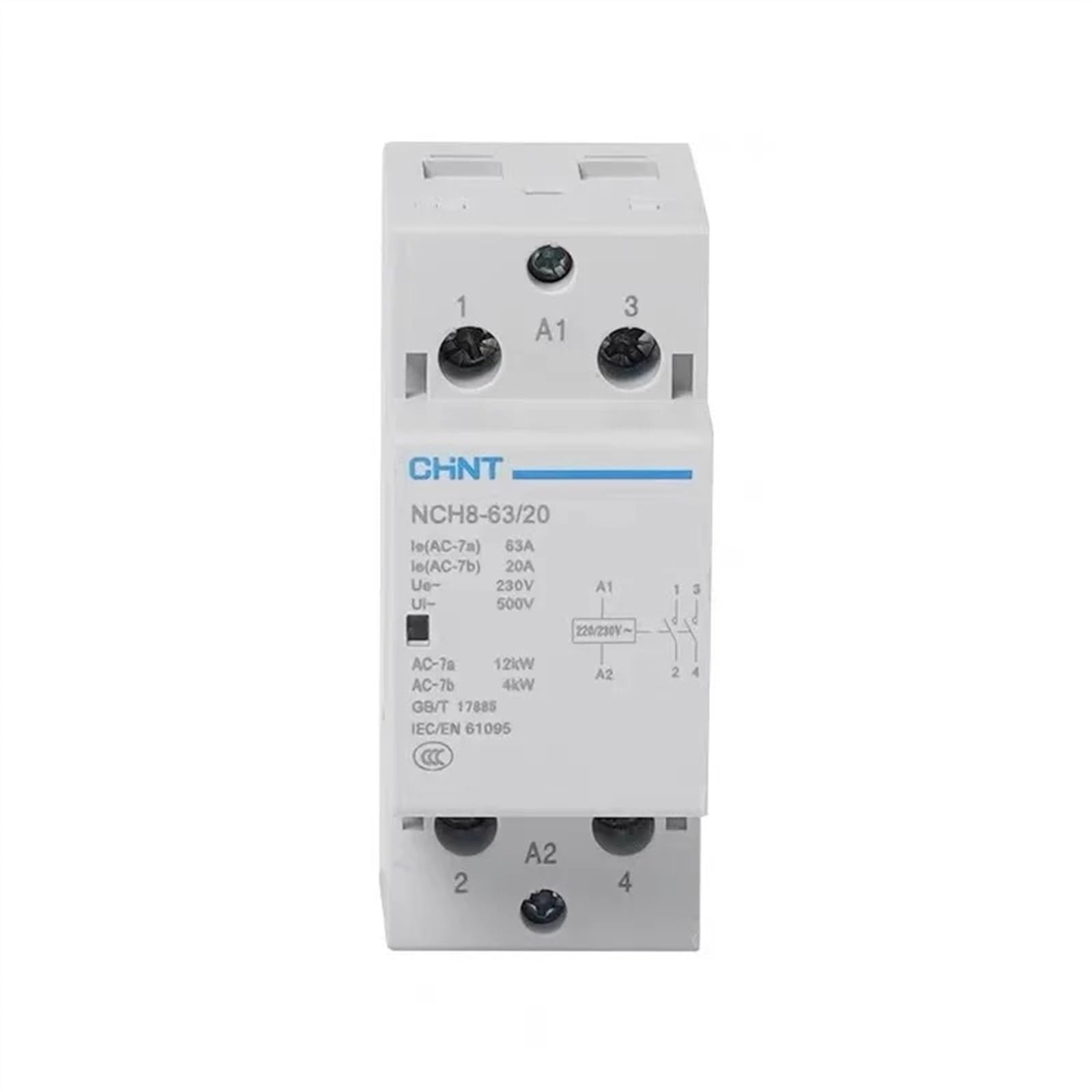 Mini stycznik domowy AC 220 V 230 400 20 A 25 A 40 A 63 A 1 NO NC 2 NO 4 NCH8 trójfazowy (Nch8-63,2NC)