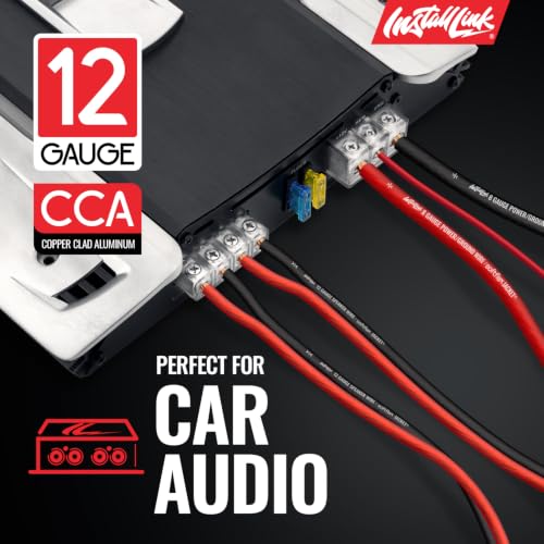Install Link 12AWGゲージスピーカーワイヤー(100フィート)車やホームシアター(CCA)。