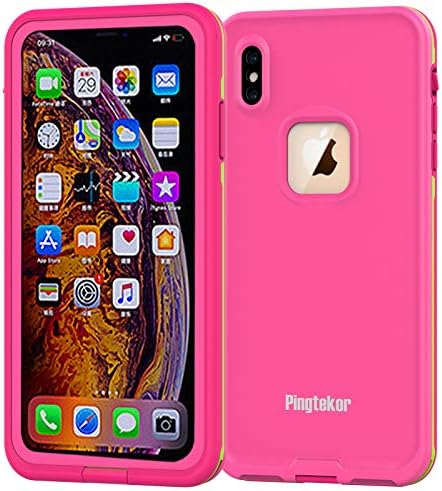 PINGTEKOR Waterproof iPhone Xs Max Case, Rugged Heavy Duty Wireless Charging Full Body Protective with Built-in Screen Protector Clear Case for iPhone Xs Max Case-Retail Packaging (Pink)