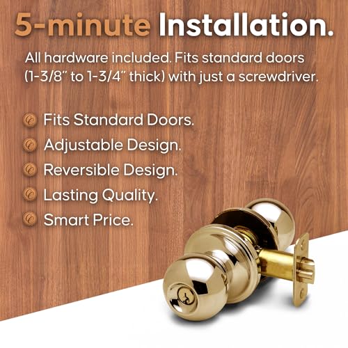 Copper Creek BK2040PB Ball Door Knob, Keyed Entry Function, 1 Pack, in Polished Brass by Copper Creek - Image 3