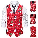 toni mangieri  Newanna Herren Anzugweste - Klassische Weihnacht Anzug Weste Hochzeit Party Xmas Christmas Herrenweste Formale Tweed Classic Basic Westen V- Ausschnitt Weihnachtsweste für Herren Slim Fit Outdoor