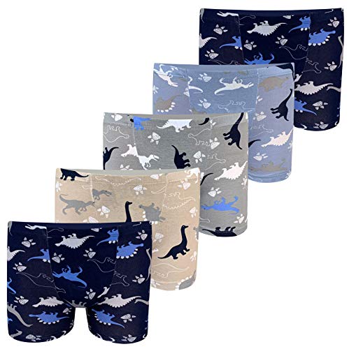 PiriModa Calzoncillos bóxer para niño - Algodón - Dinosaurio (92-98 (2-3 años), Paquete de 5)