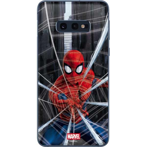 Skinit Decal Phone Skin Compatible with Galaxy S10e - Officially Licensed Marvel Spiderman Web Throw Design