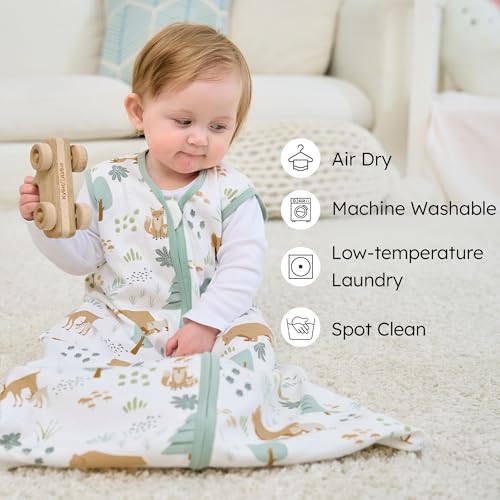 Image of Baby Sleep Sack 0-6 months, 100% Cotton Sleeping Sack for Newborn and Infant, 3 Pack Baby Wearable Blanket, 0.5 Tog Lightweight Double Zipper Sleep Bag Small Green Forest Bear
